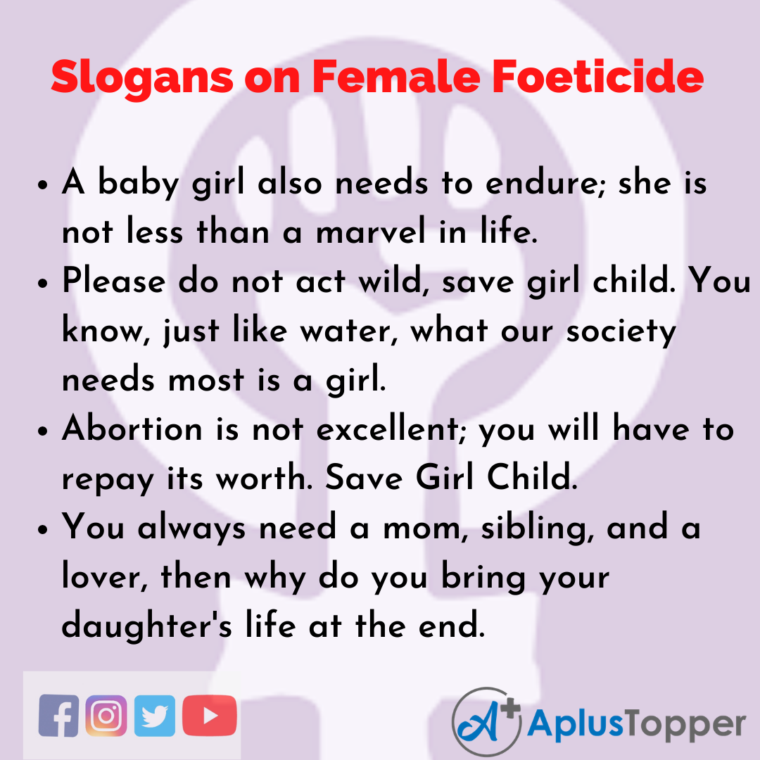 Slogans on Female Foeticide in English