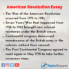 essay topics for the american revolution