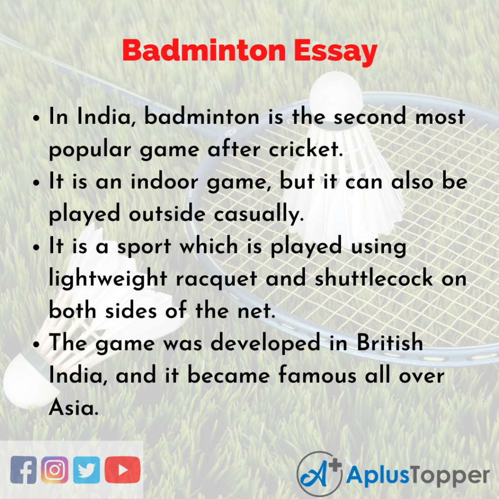 creative writing on badminton