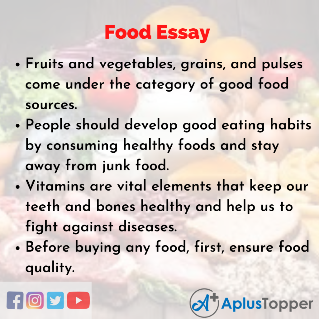 essay writing topics on food