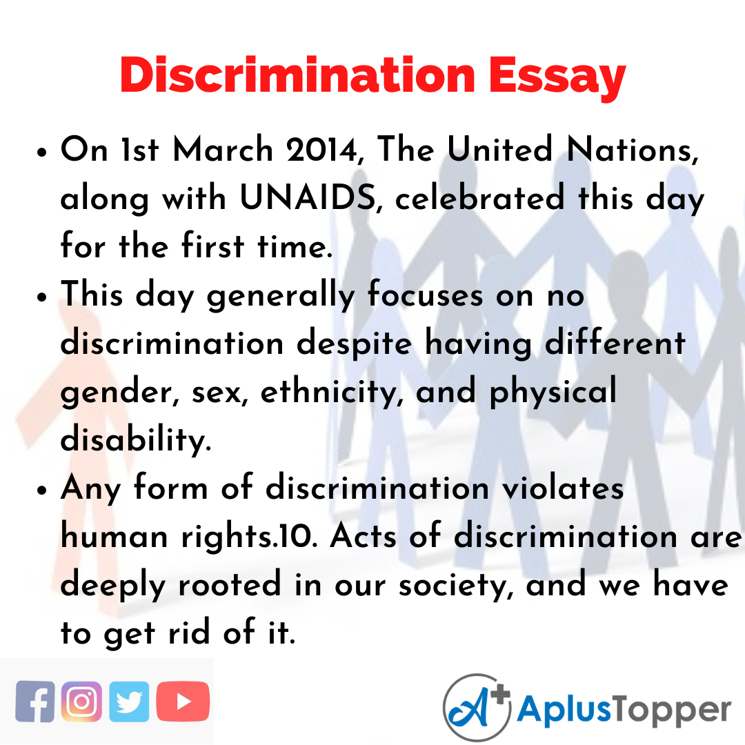 Discrimination Essay  Essay on Discrimination for Students and