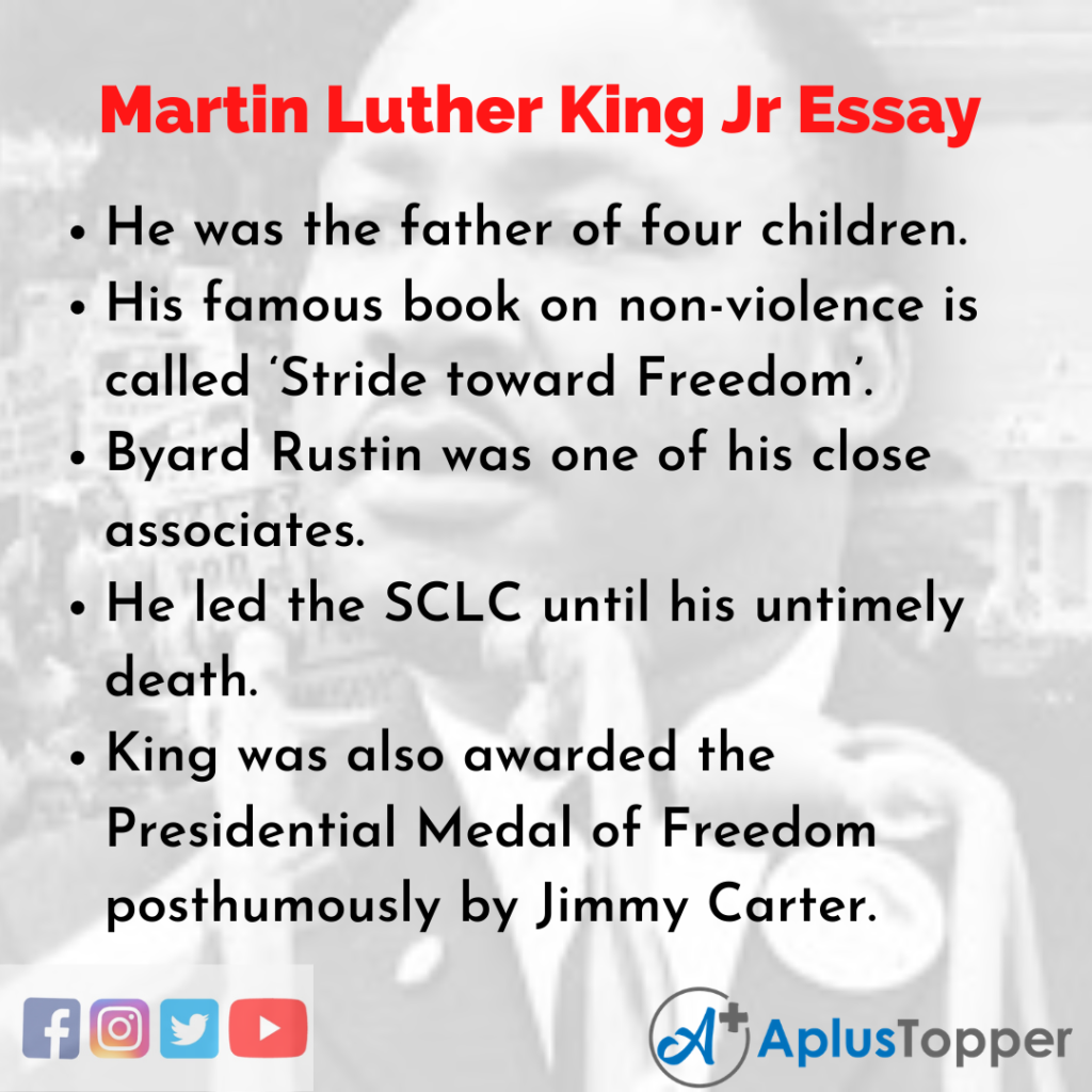 3 paragraph essay on martin luther king jr