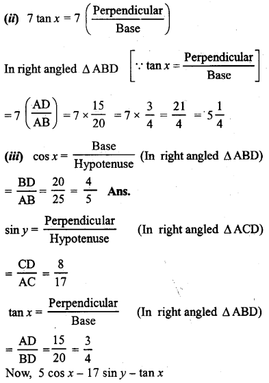 ML Aggarwal Class 9 Solutions for ICSE Maths Chapter 17 Trigonometric Ratios Chapter Test img-12