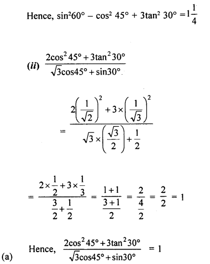ML Aggarwal Class 9 Solutions for ICSE Maths Chapter 18 Trigonometric Ratios and Standard Angles Chapter Test img-2