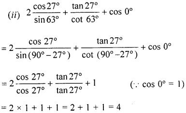 ML Aggarwal Class 9 Solutions for ICSE Maths Chapter 18 Trigonometric Ratios and Standard Angles Chapter Test img-20