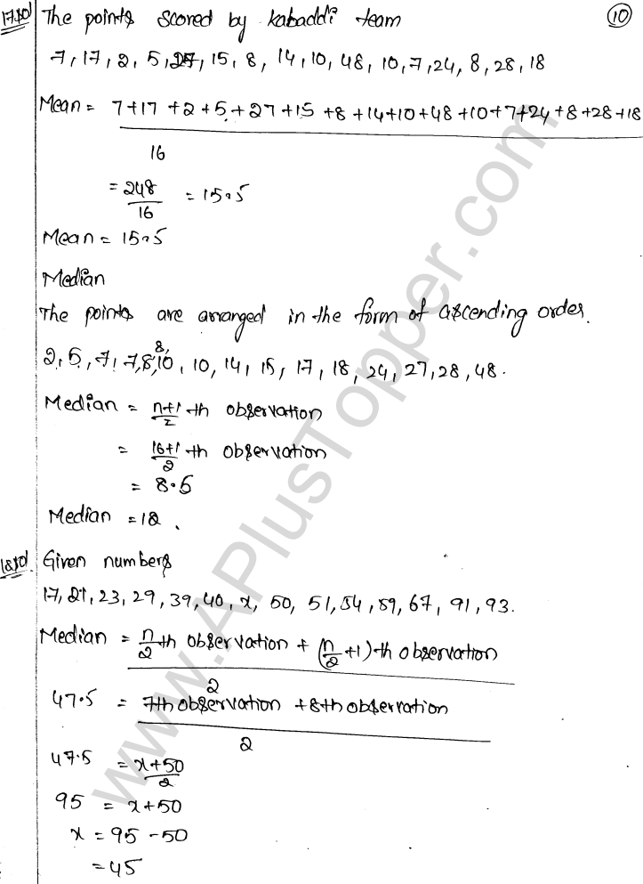 ML Aggarwal ICSE Solutions for Class 9 Maths Chapter 20 Statistics Q1.10