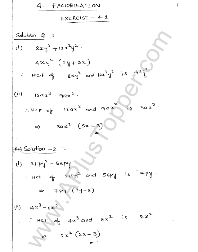 ML Aggarwal ICSE Solutions for Class 9 Maths Chapter 4 Factorisation img-1