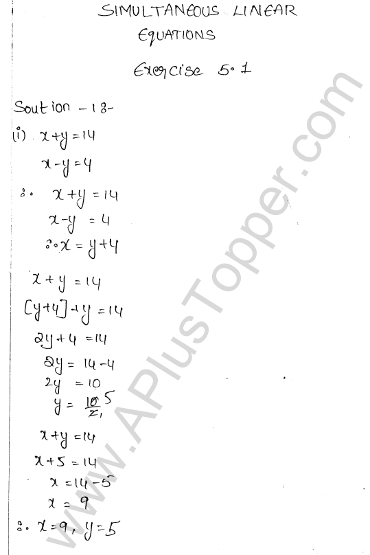 ML Aggarwal ICSE Solutions for Class 9 Maths Chapter 5 Simultaneous Linear Equations img-1