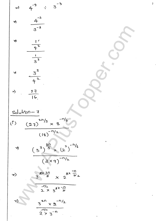 ML Aggarwal ICSE Solutions for Class 9 Maths Chapter 8 Indices Q1.7