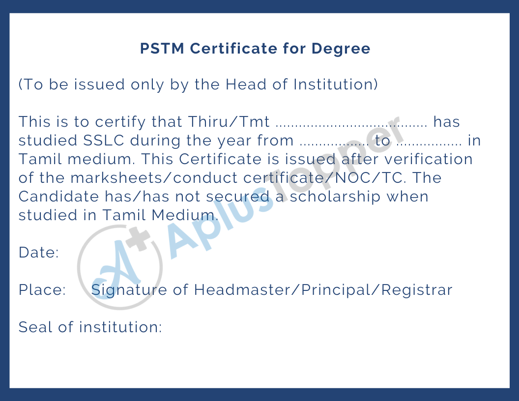 PSTM Certificate for Degree
