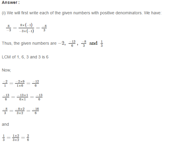 Rational Numbers RS Aggarwal Class 8 Solutions 11.1