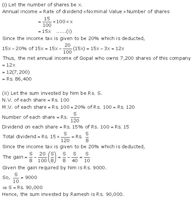Selina Concise Mathematics Class 10 ICSE Solutions Shares and Dividends - 25