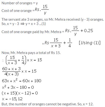 Selina Concise Mathematics Class 10 ICSE Solutions Solving Simple Problems (Based on Quadratic Equations) - 34