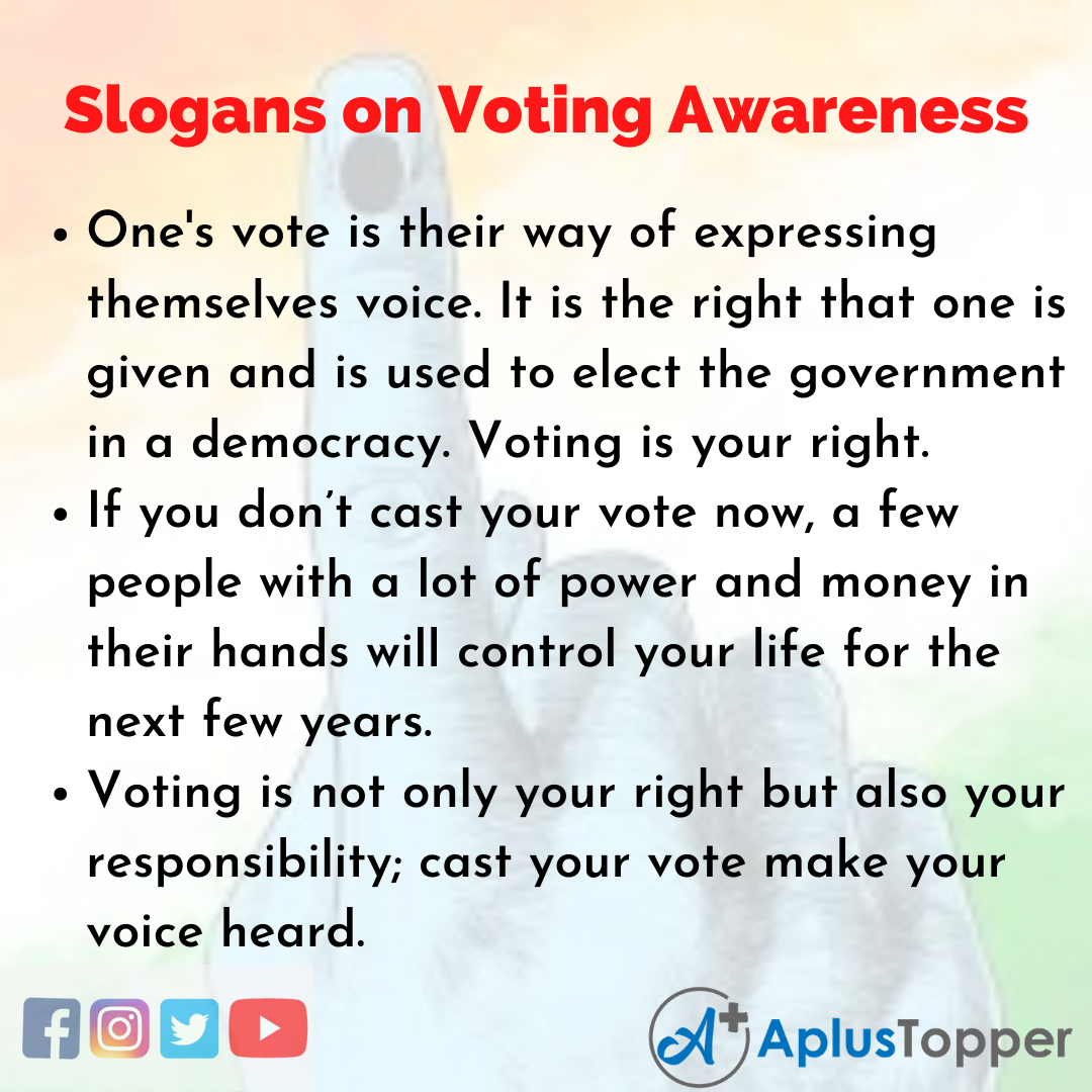 Slogans on Voting Awareness | Unique and Catchy Slogans on Voting Awareness  in English - A Plus Topper