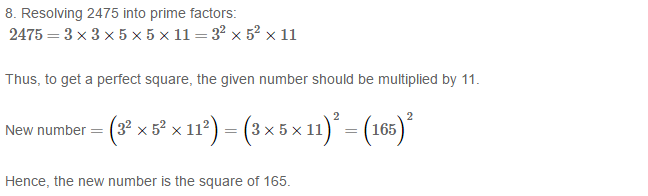 Squares and Square Roots RS Aggarwal Class 8 Maths Solutions Exercise 3A 3.4