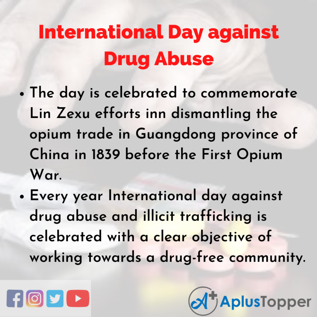 10 Lines of International Day against Drug Abuse and Illicit Trafficking