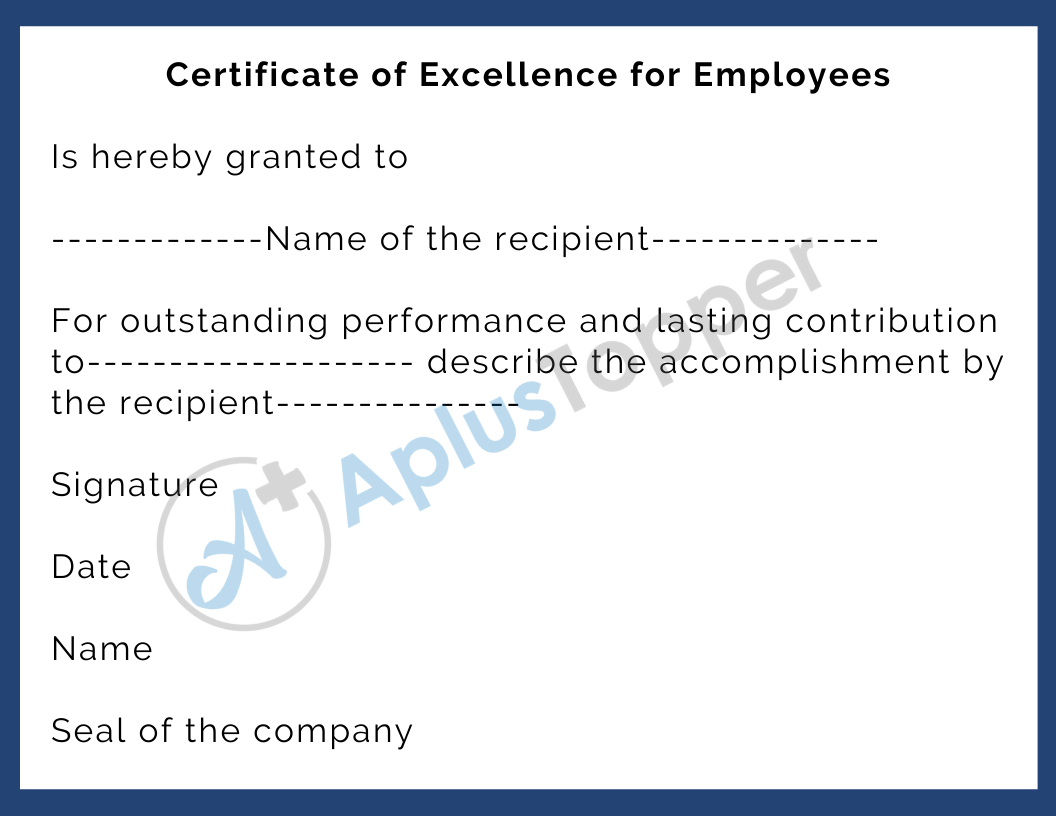 Certificate of Excellence for Employees
