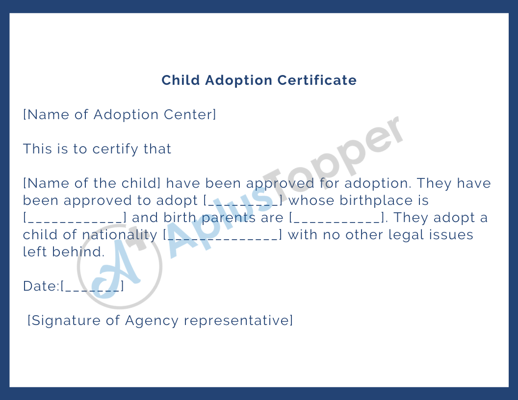Child Adoption Certificate