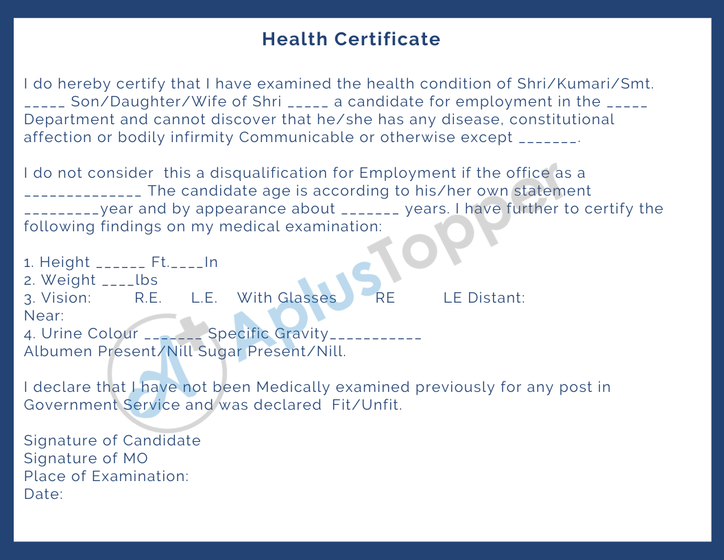 Health Certificate