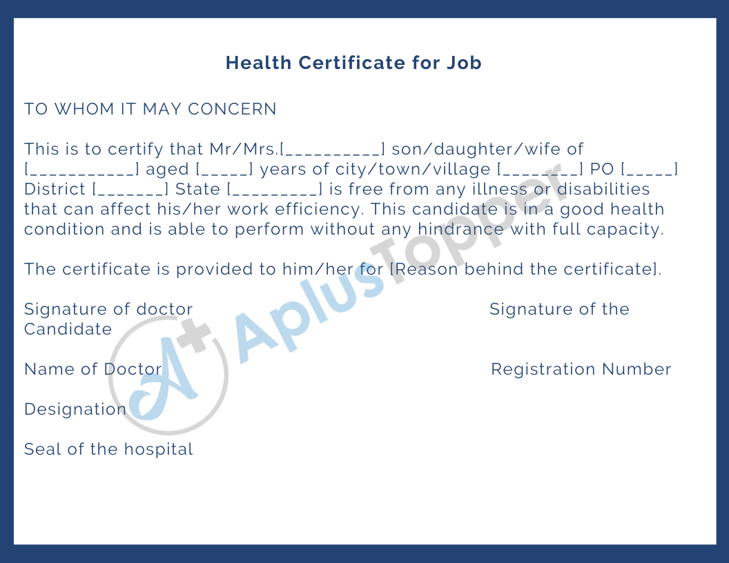 Health Certificate for Job