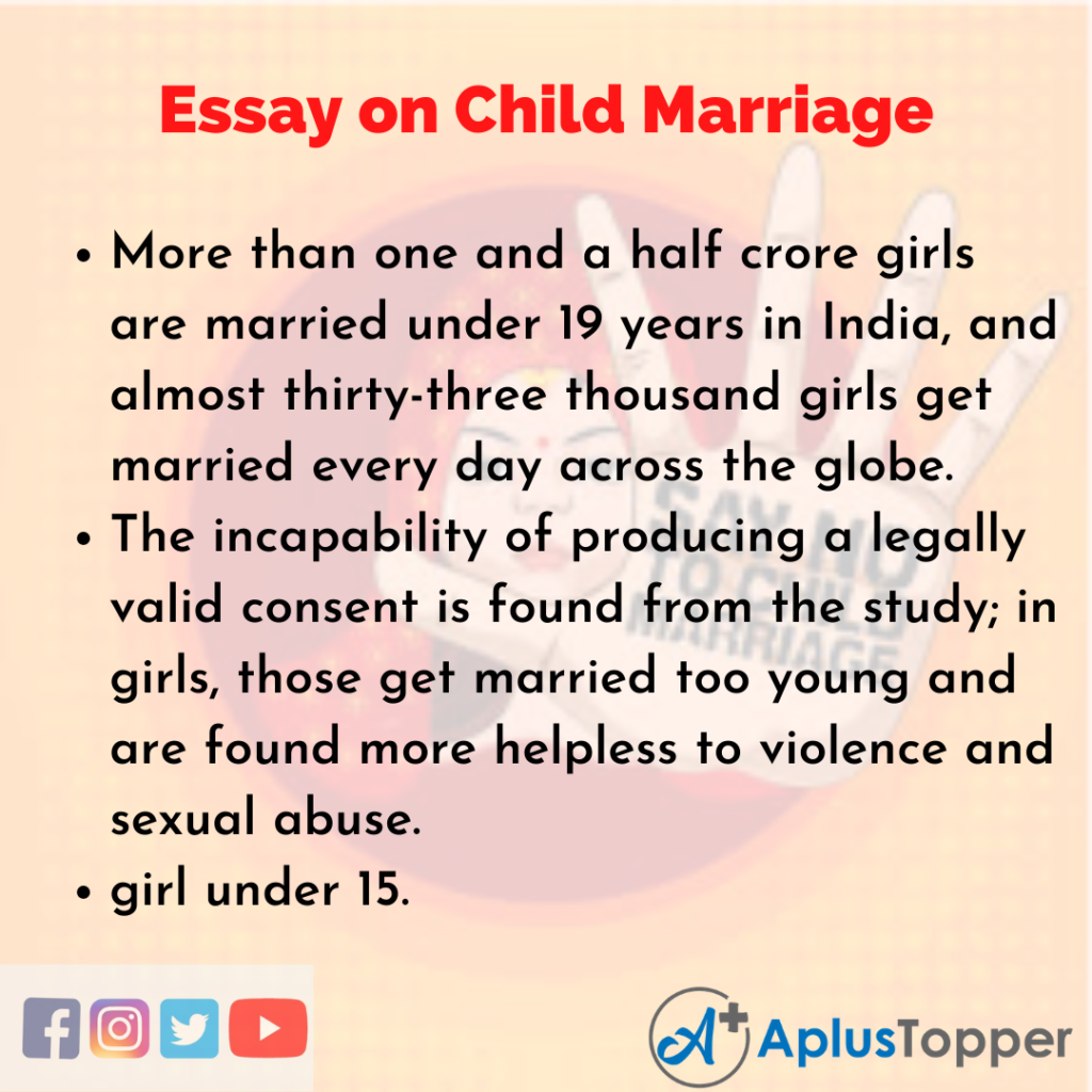 write an essay on child marriage