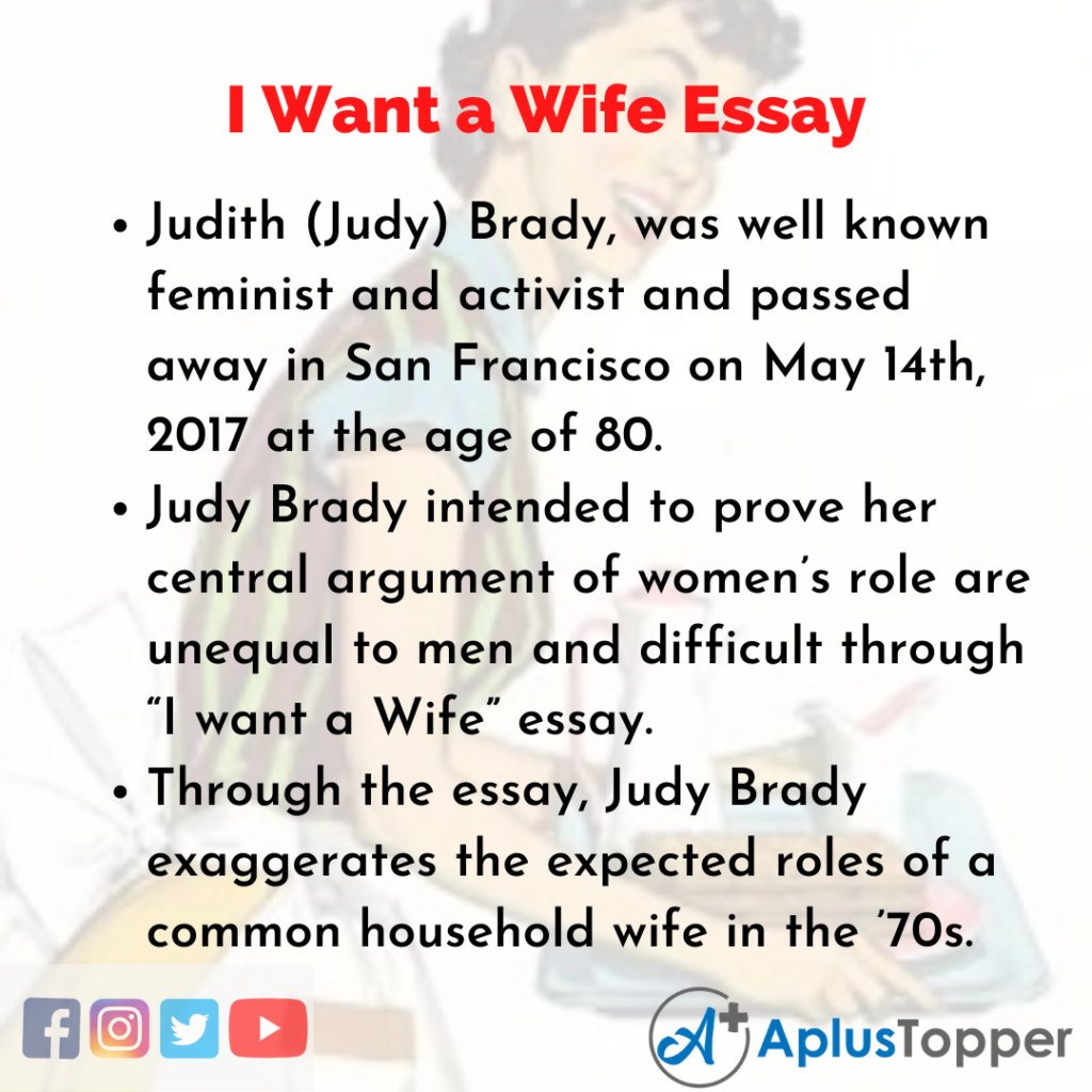 i want a wife imitation essay