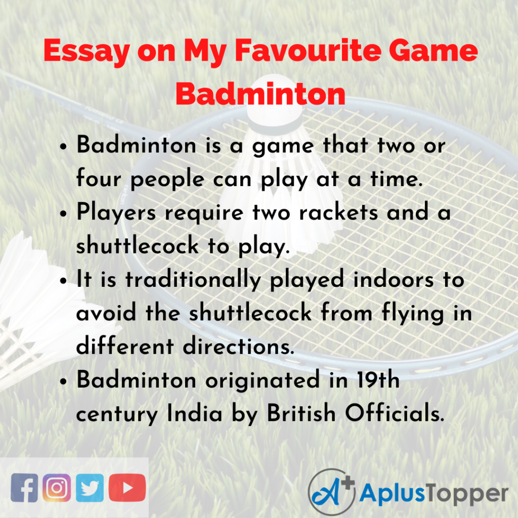 essay on game badminton in english