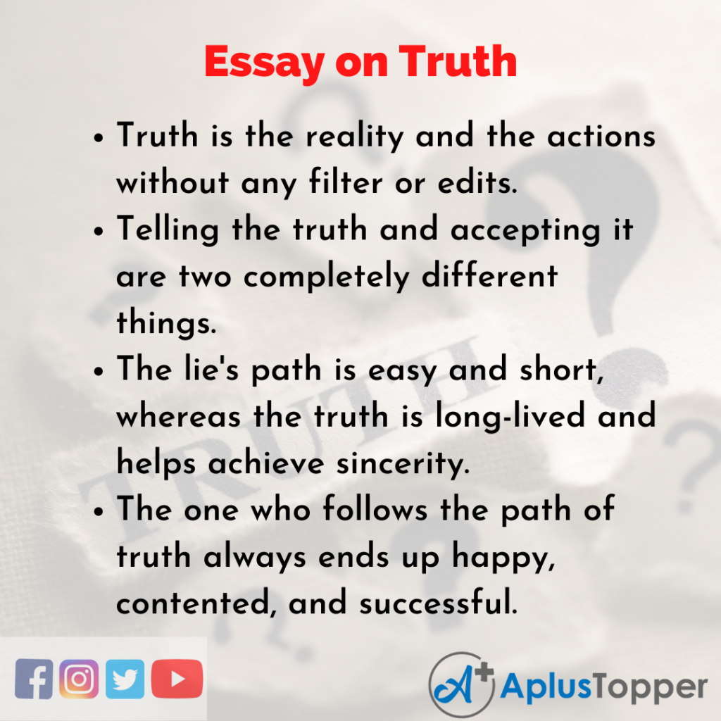 does truth always matter to you essay brainly