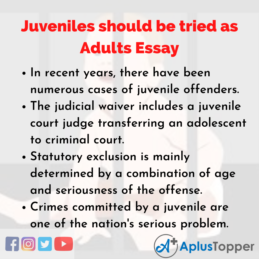 Essay on Juveniles should be tried as Adults