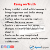 essay on truth for class 1