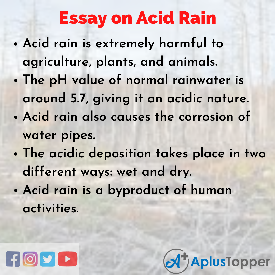 Essay on Acid Rain | Acid Rain Essay for Students and Children in English -  A Plus Topper
