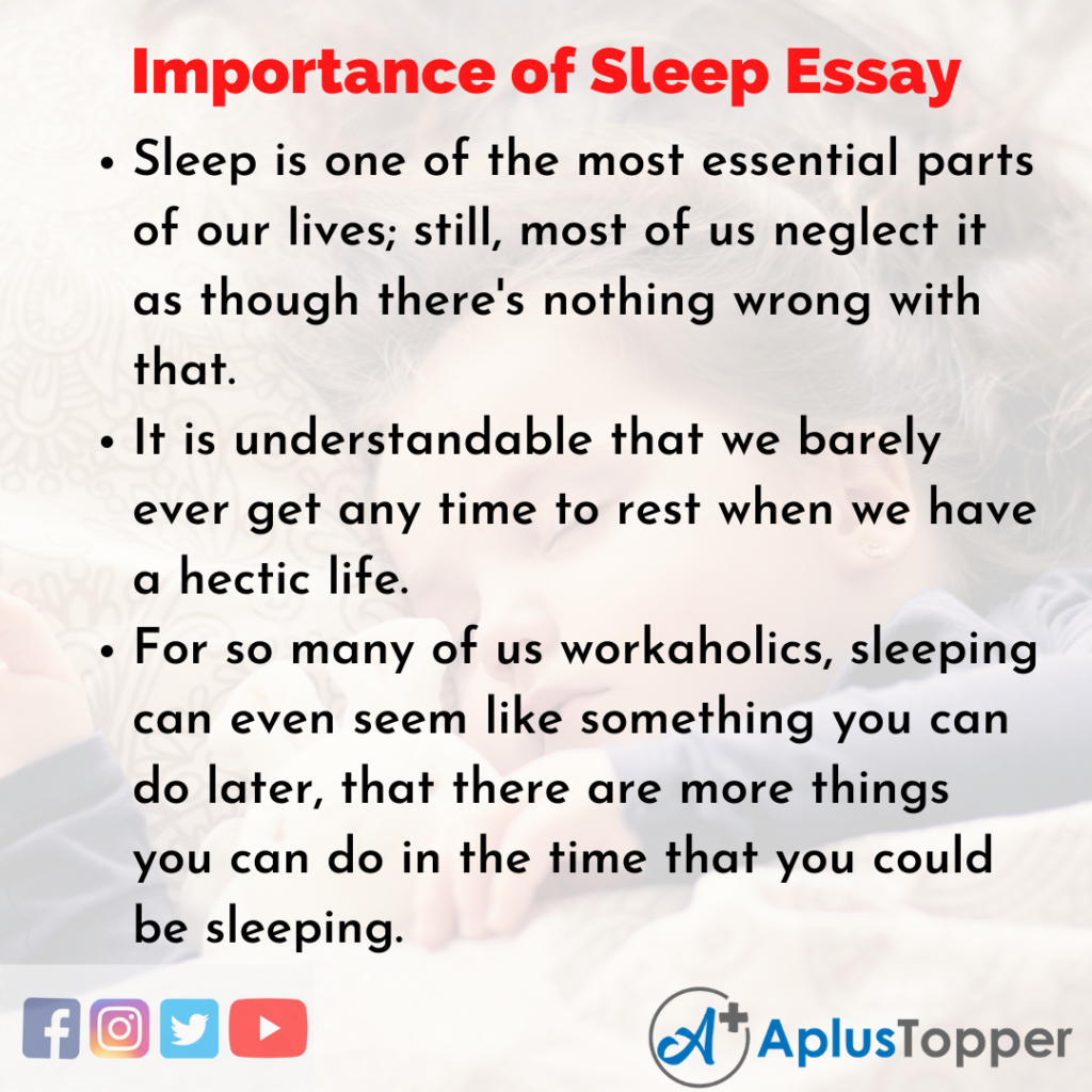 importance of sleep essay hook