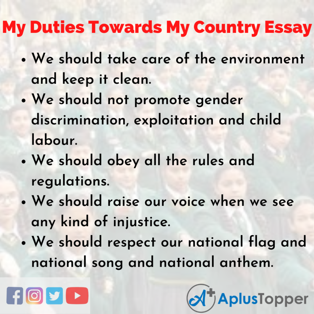 essay on our duty towards our country