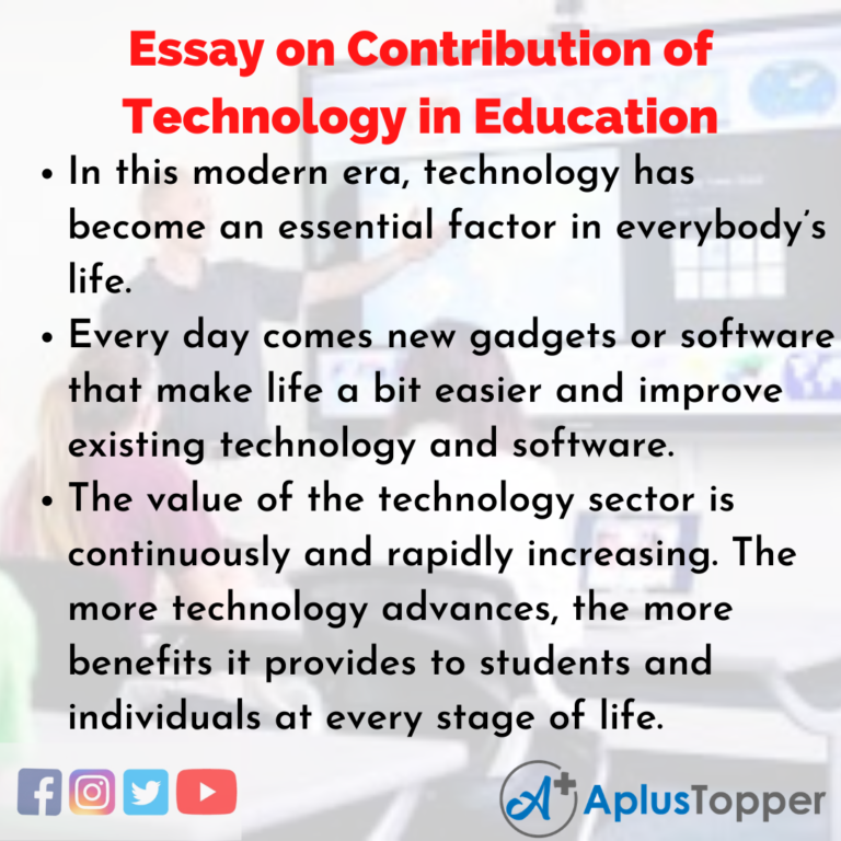 essay on contribution of technology in education in 100 words