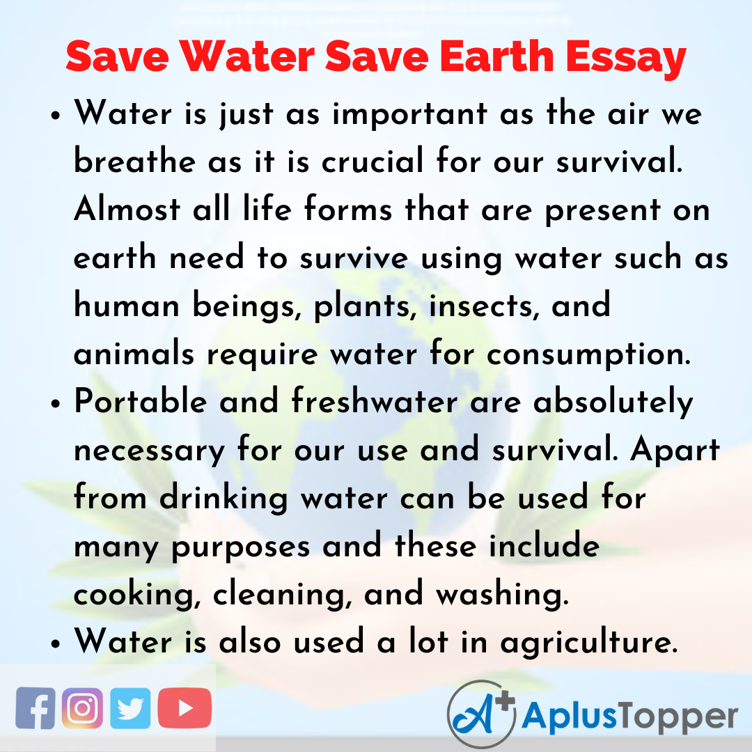 Essay on Save Water Save Earth