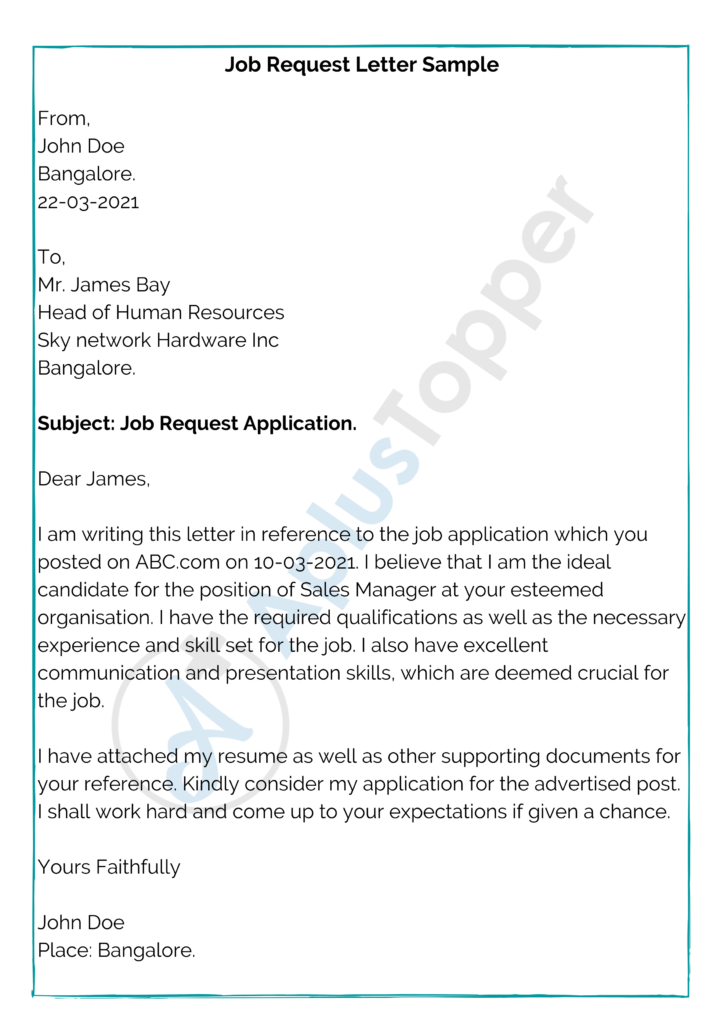 Job Request Letter | How To Write Job Request Letter ...