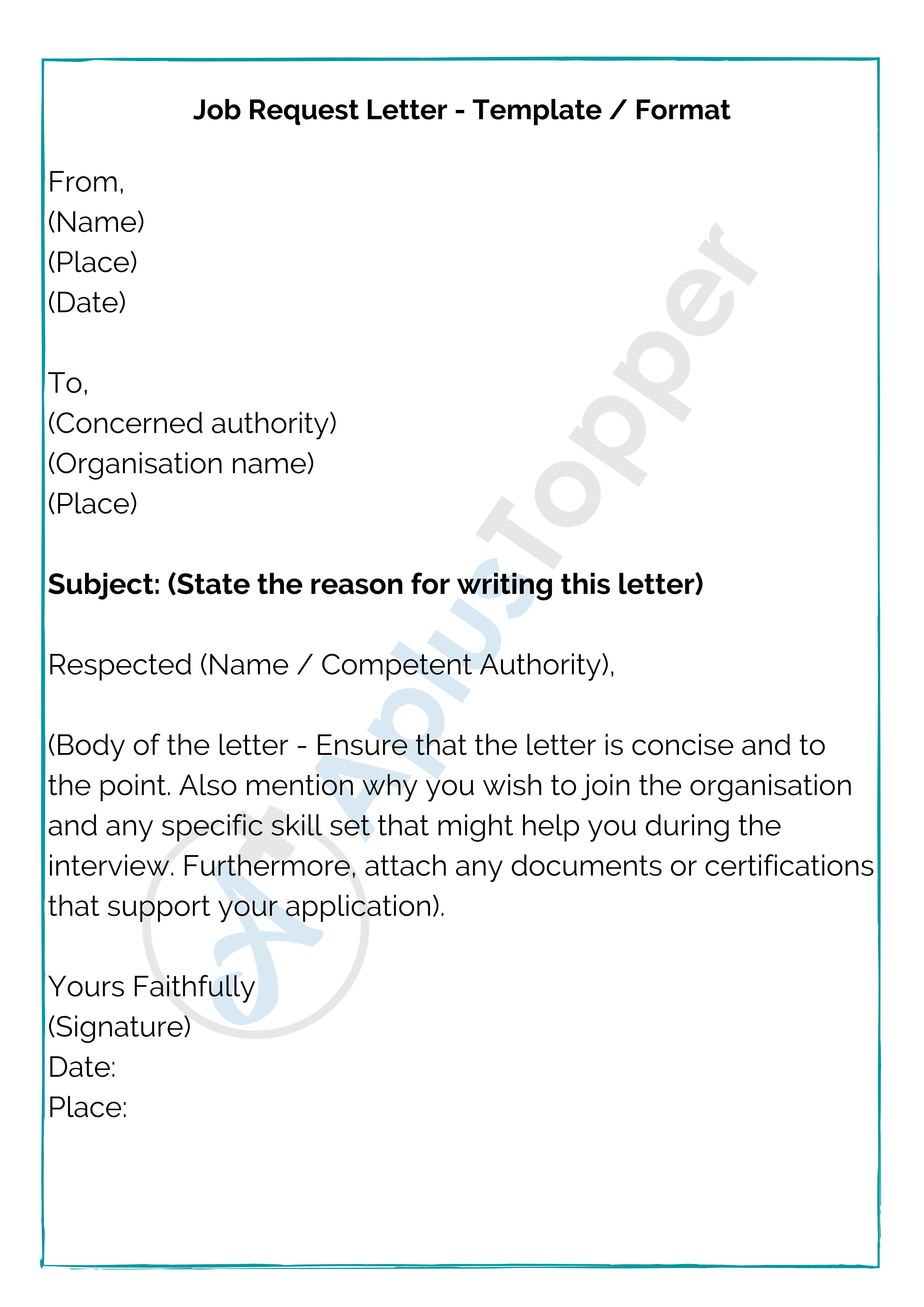 Job Request Letter How To Write Job Request Letter Format Sample And Guidelines A Plus Topper