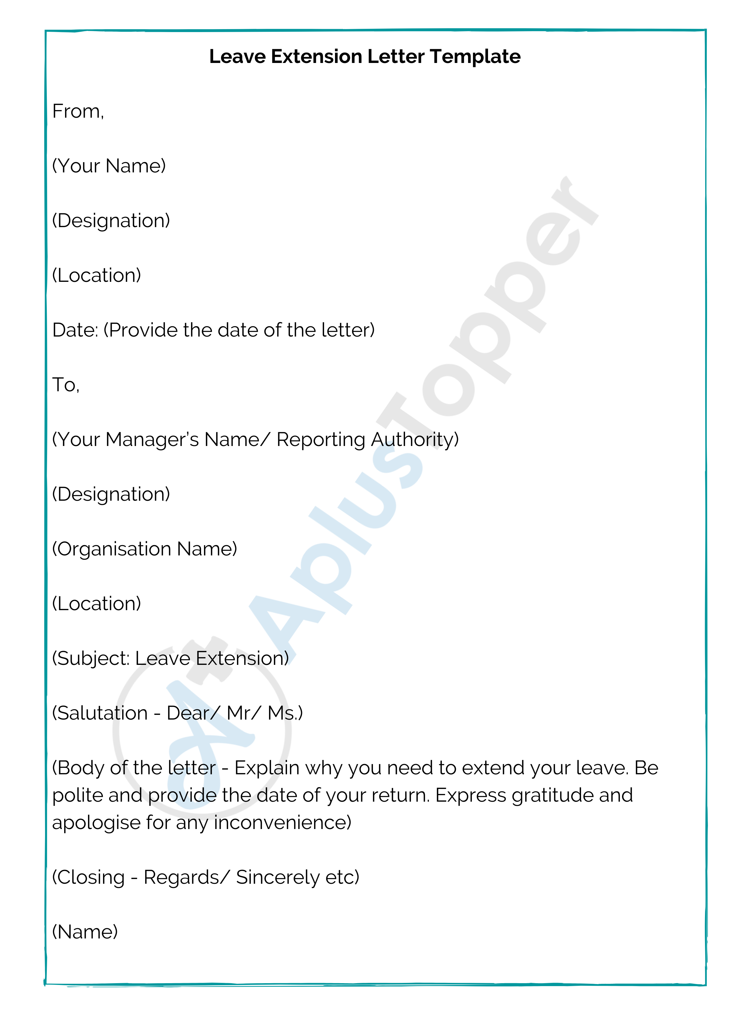 Leave Extension Letter Template