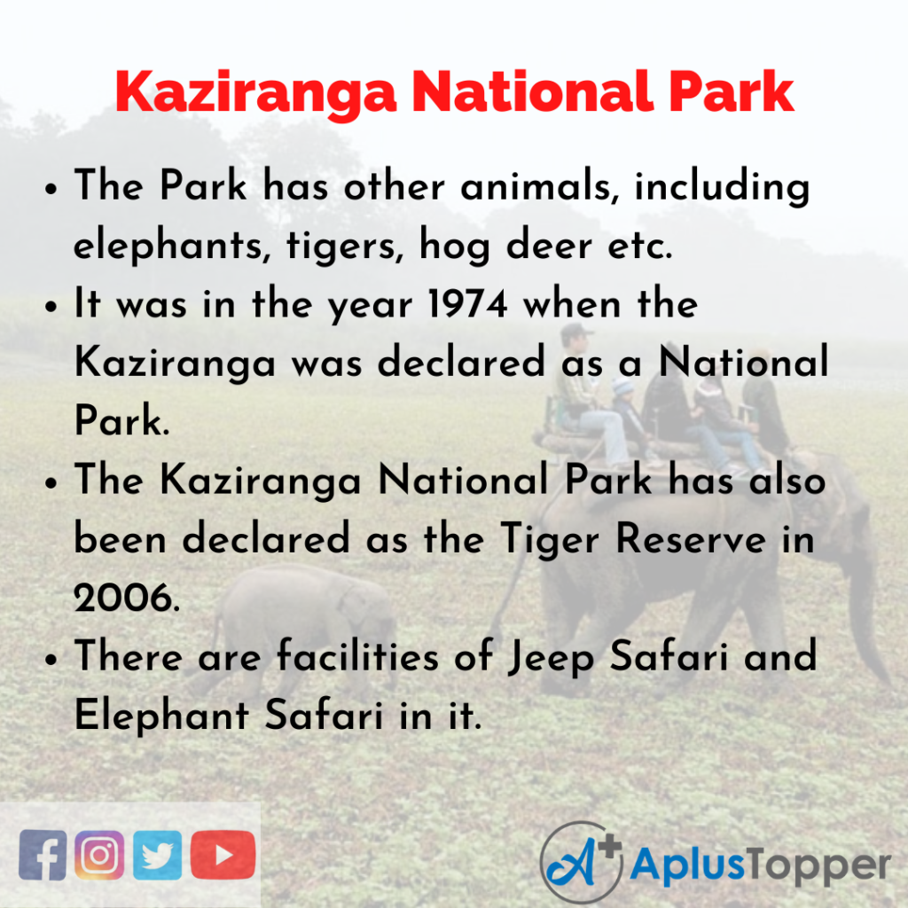 kaziranga national park essay in english pdf