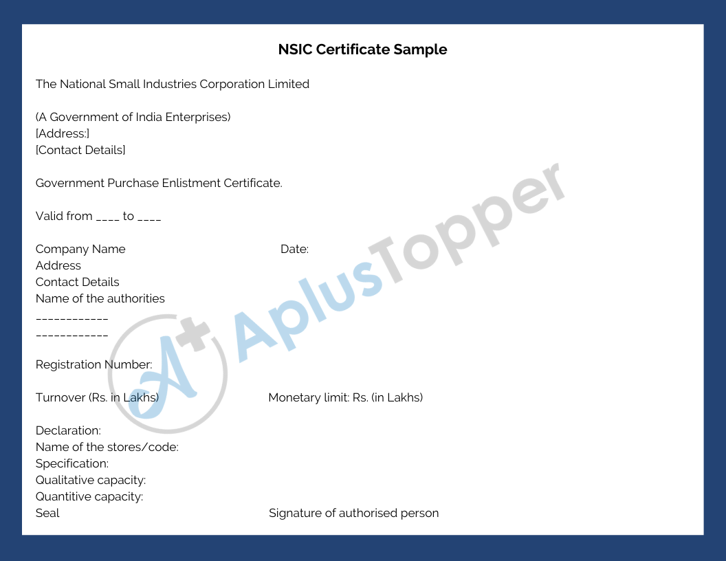 NSIC Certificate Sample