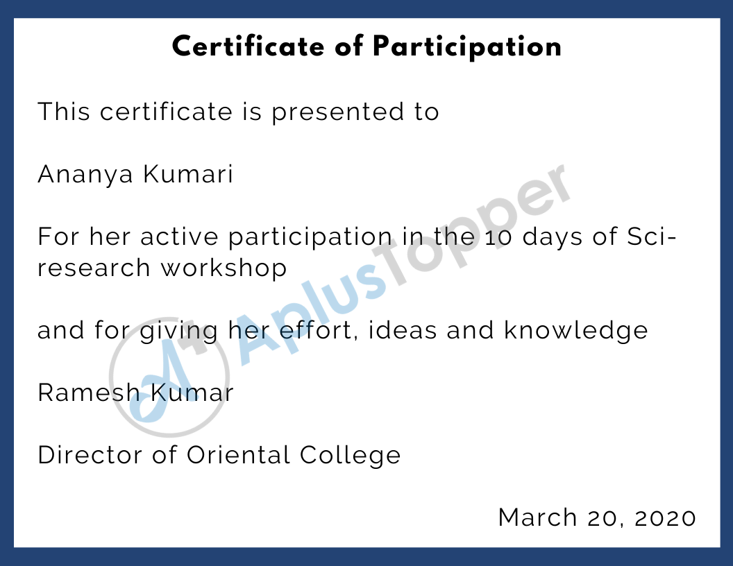 Participation Certificate for Employees