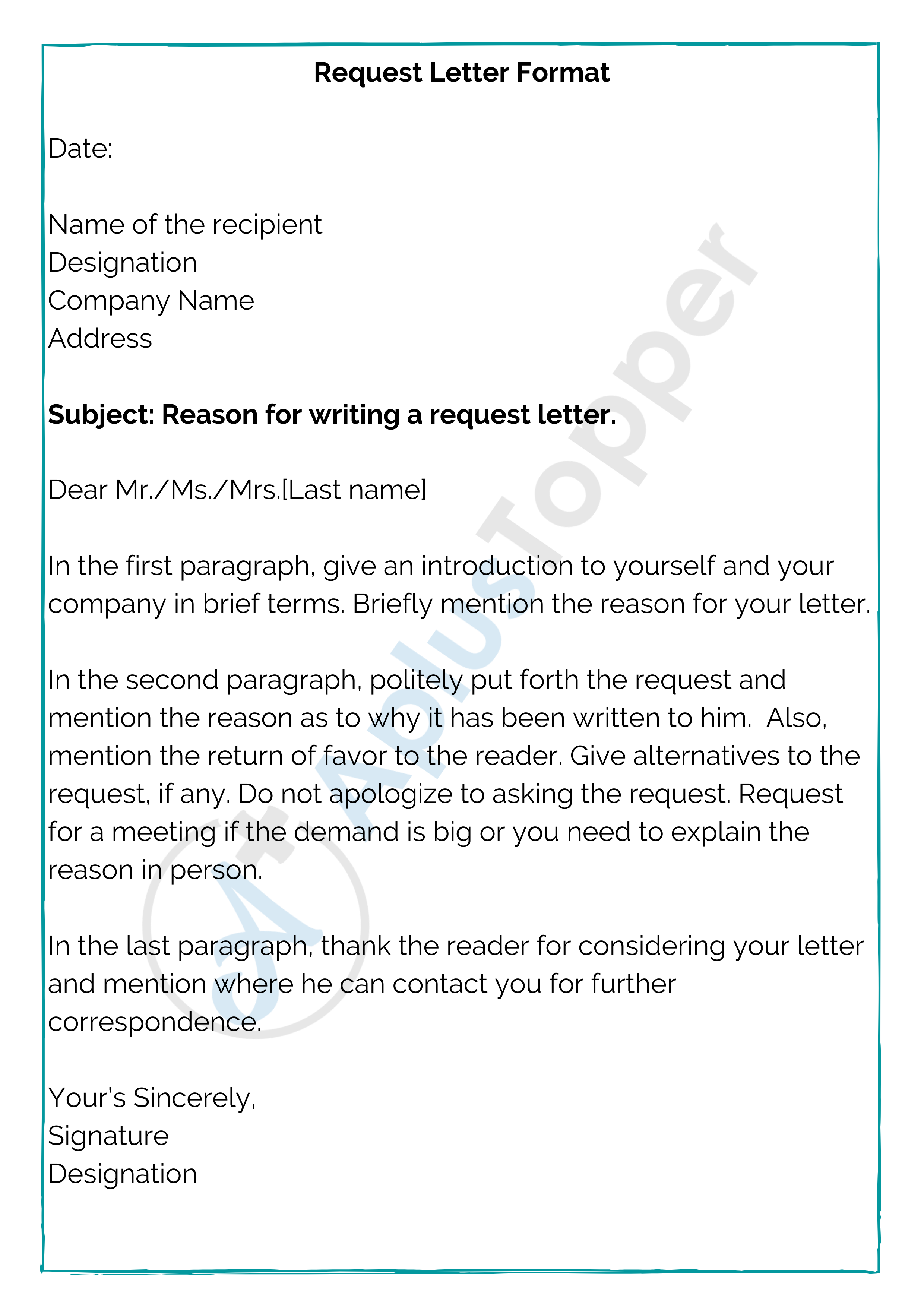 Request Letter | Format, Template and Samples | Request ...