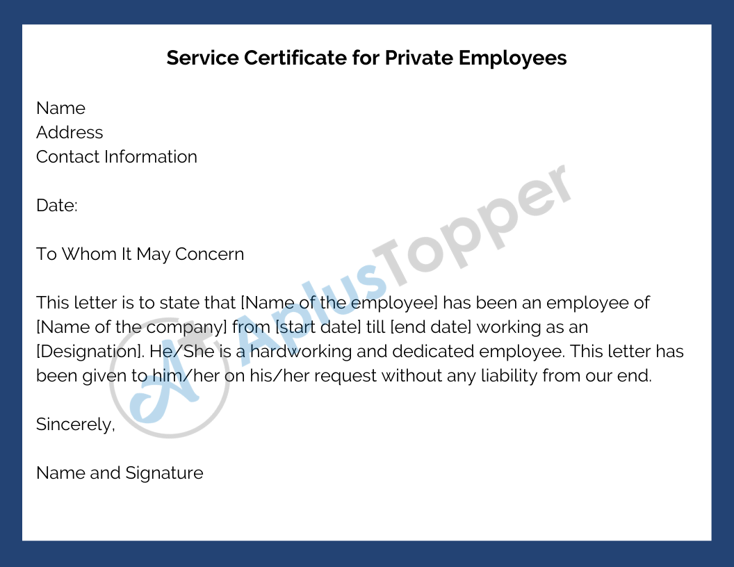 Service Certificate  Service Certificate Format for Employees and Within Certificate Of Employment Template