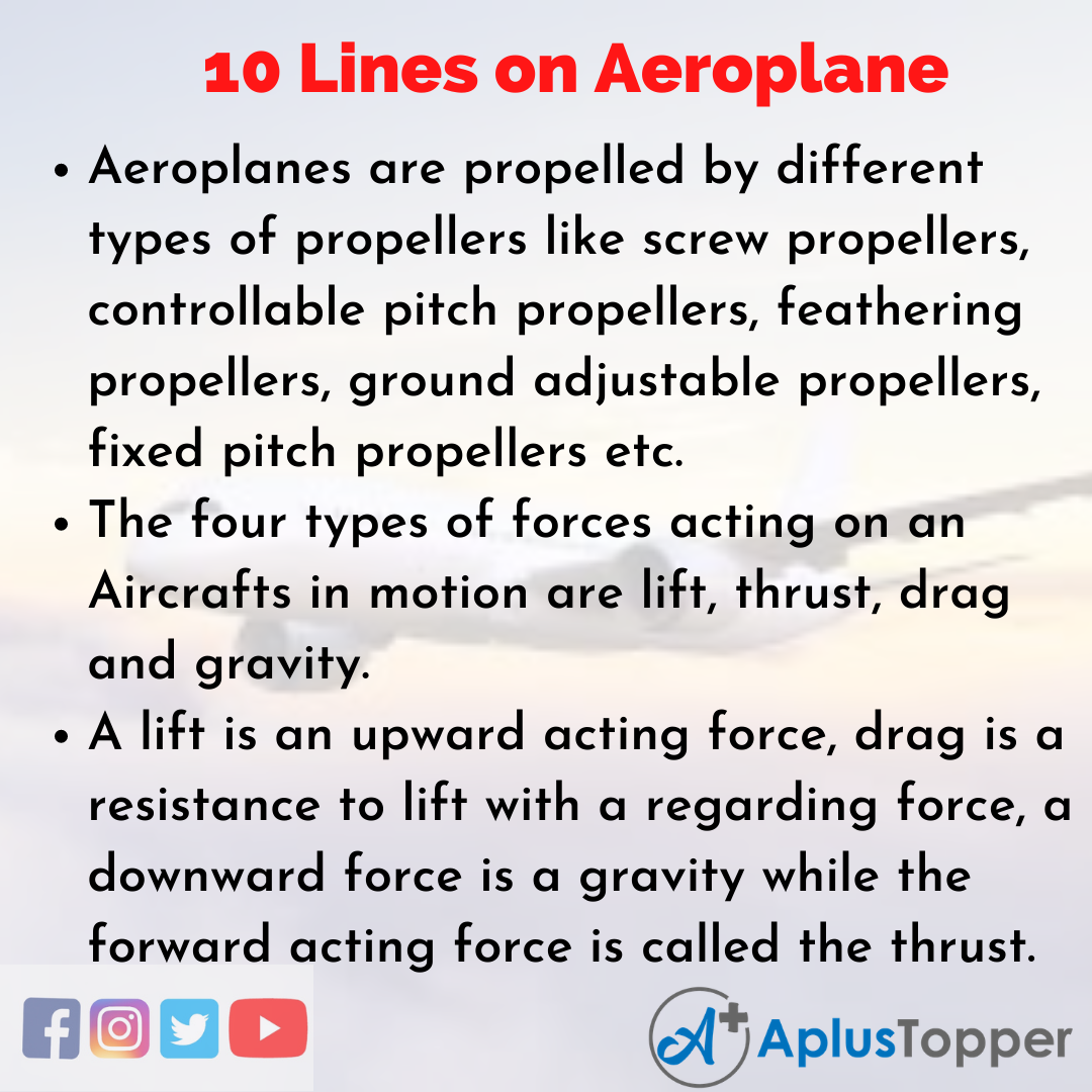 10 Lines on Aeroplane for Higher Class Students