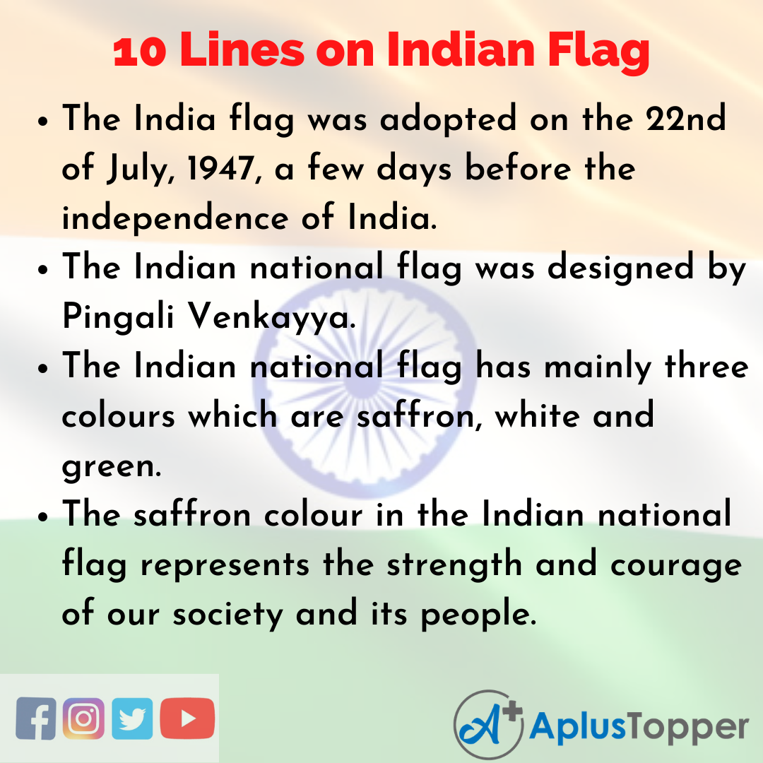 10 Lines on Indian Flag for Higher Class Students