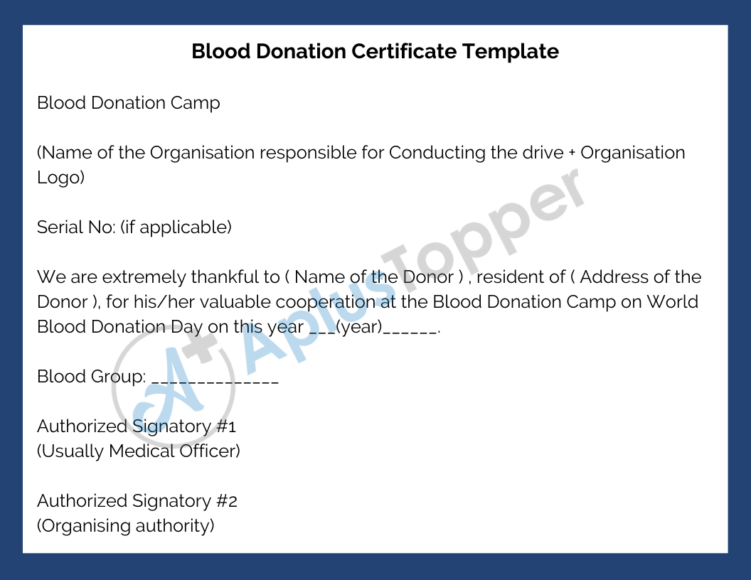 Blood Donation Certificate Template