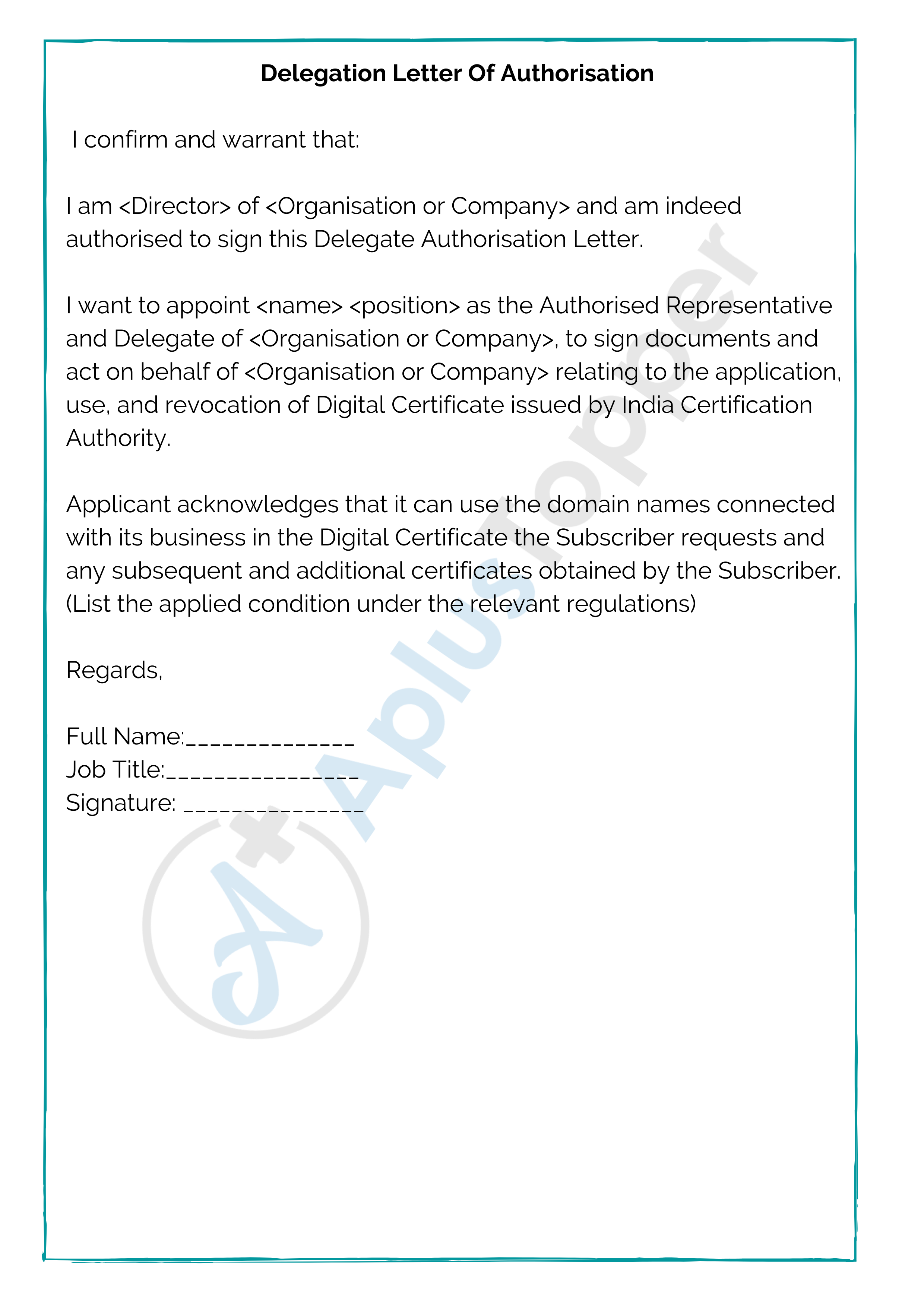 Sample Delegation Letters | Format, Samples, Examples and ...