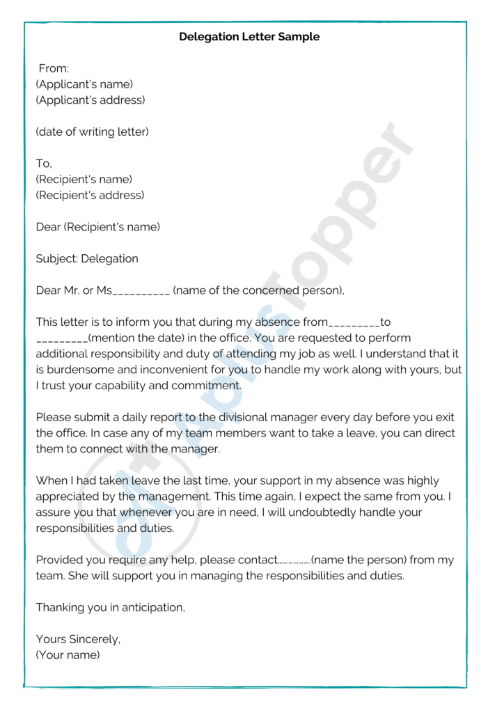 Sample Delegation Letters | Format, Samples, Examples and How To Write ...
