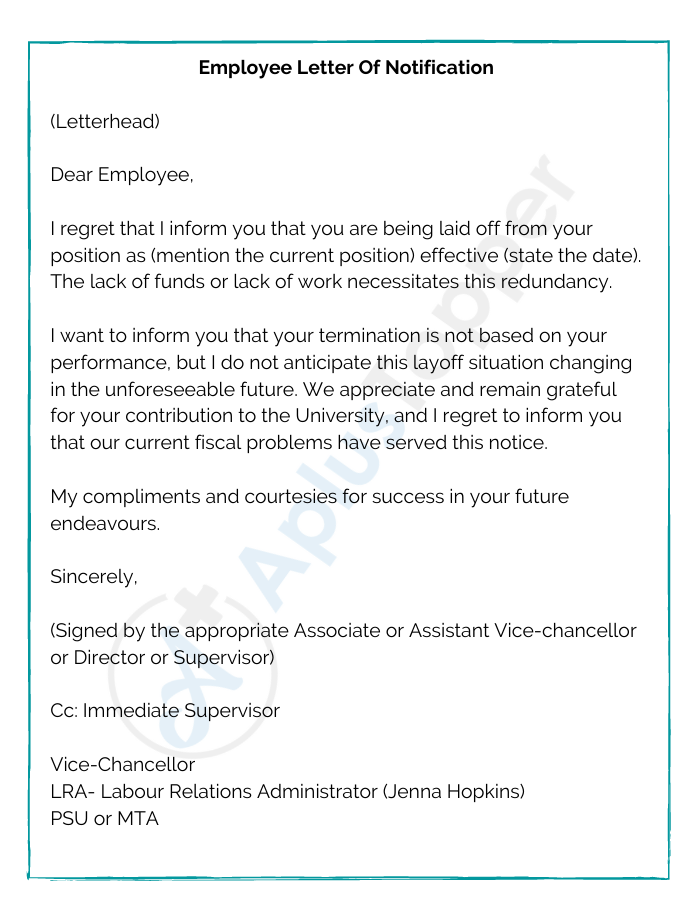 Employee Letter Of Notification