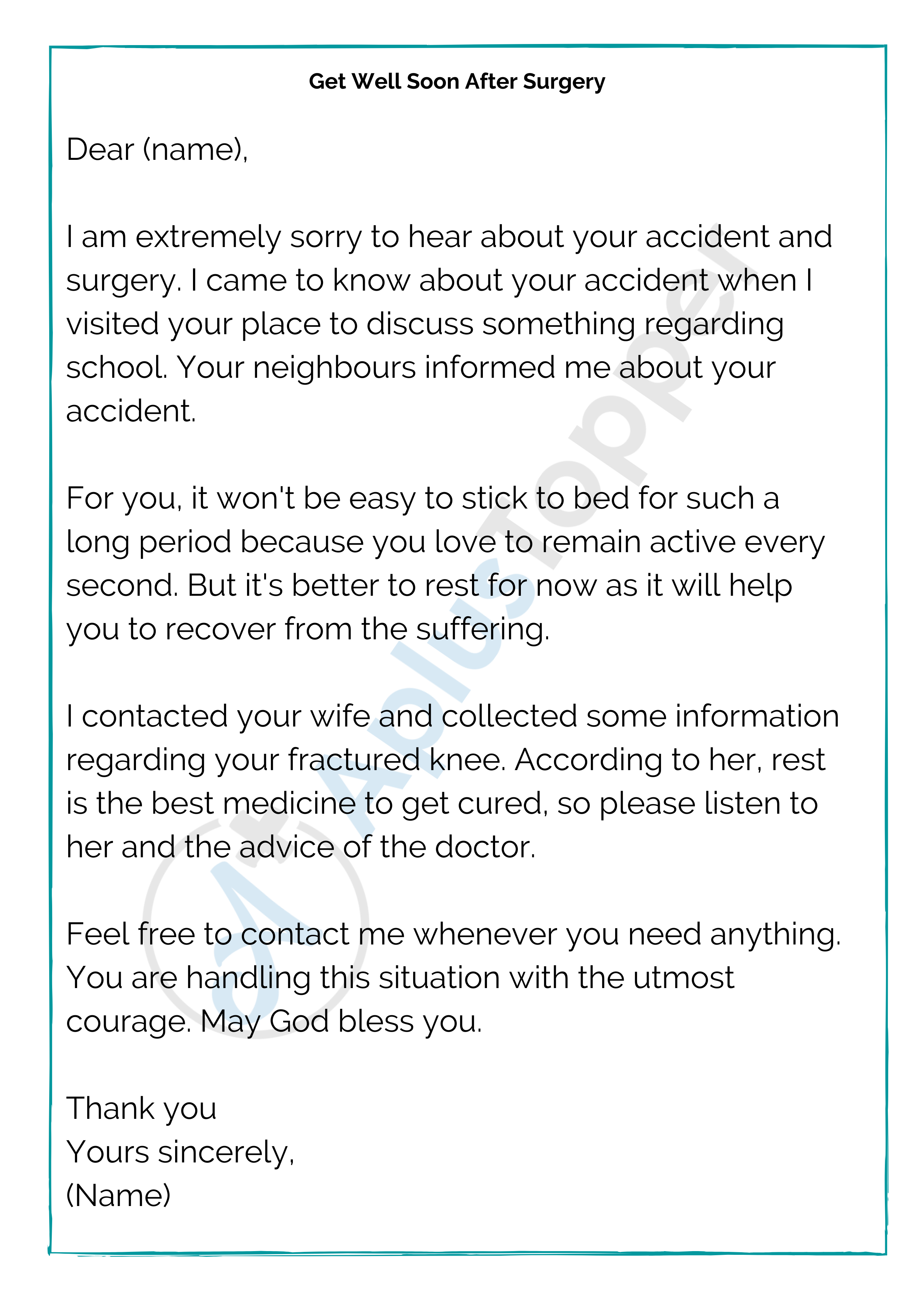 23+ Sample Get Well Soon Letters  Format and How To Write Get Well